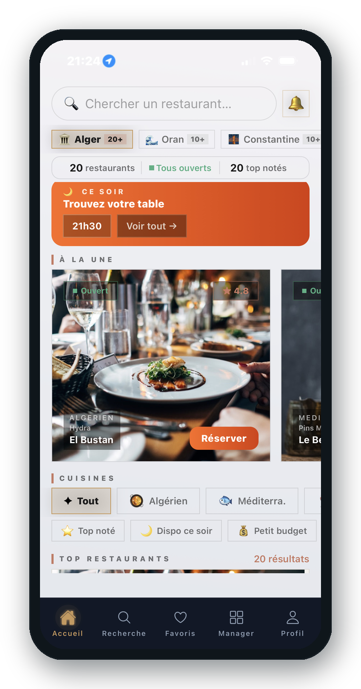 Application Mida — accueil client