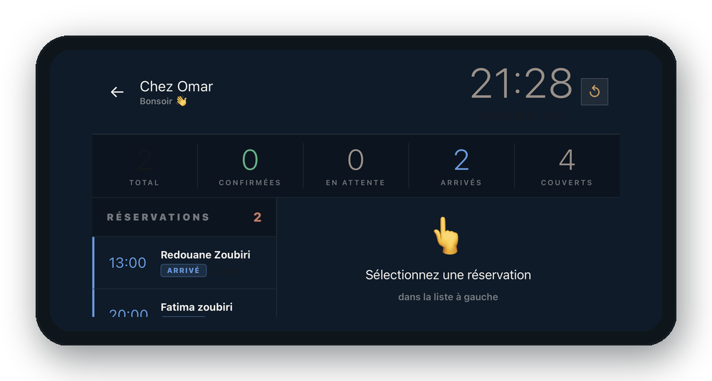 Mode Comptoir Mida sur tablette